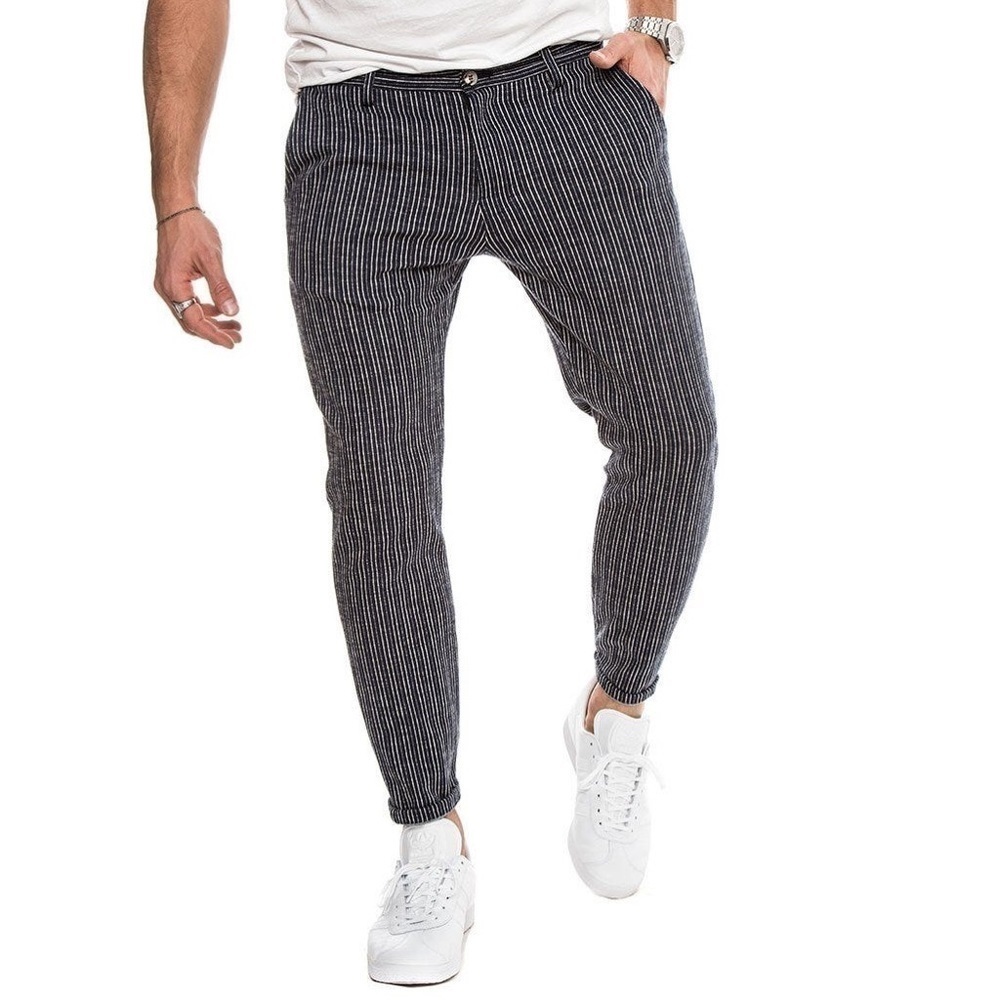 Nohow Anubis Cotton Trousers Striped Blue Made In Italy Size 46 IT